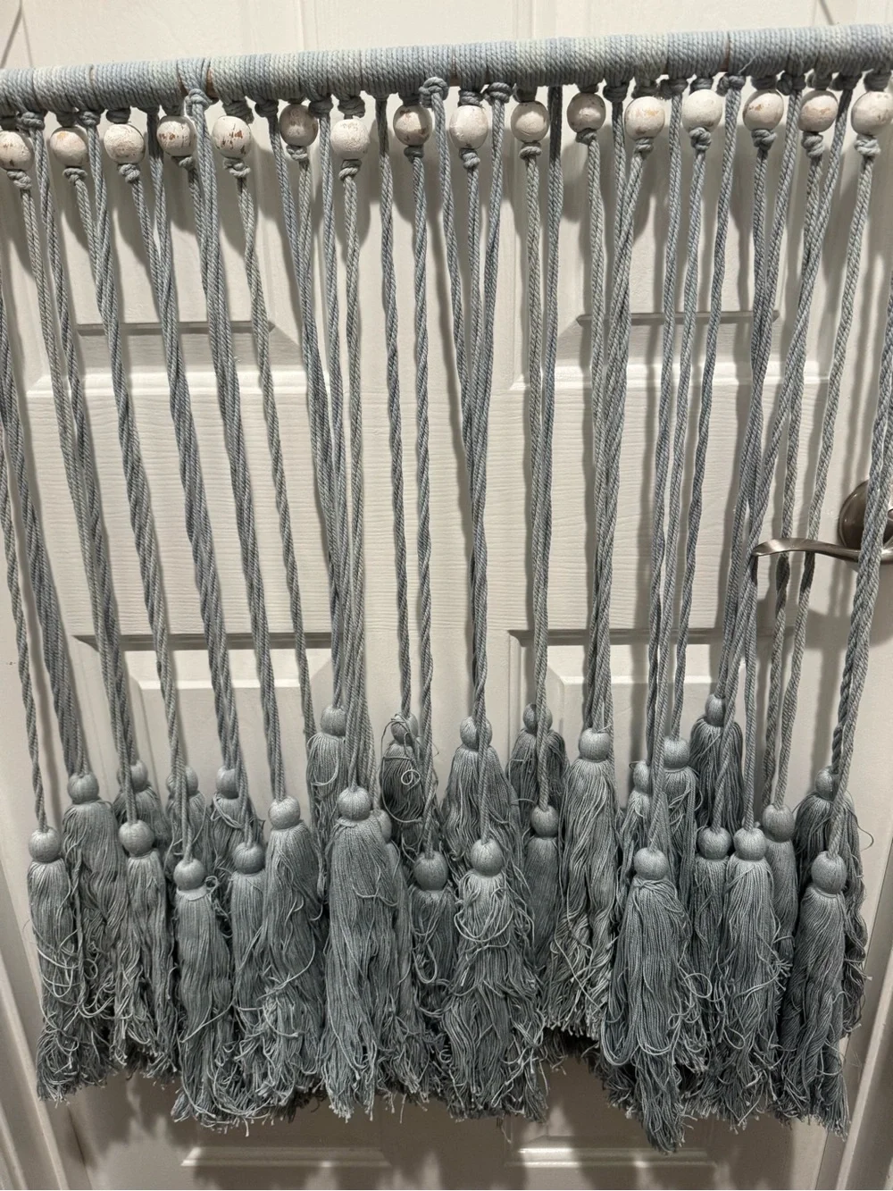 Handcrafted Gray Tassel Macrame Wall Hanging